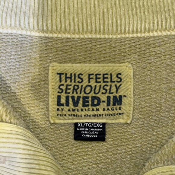 American Eagle Outfitters Button-Front Pullover Sweatshirt in Light Lime - Picture 4 of 5